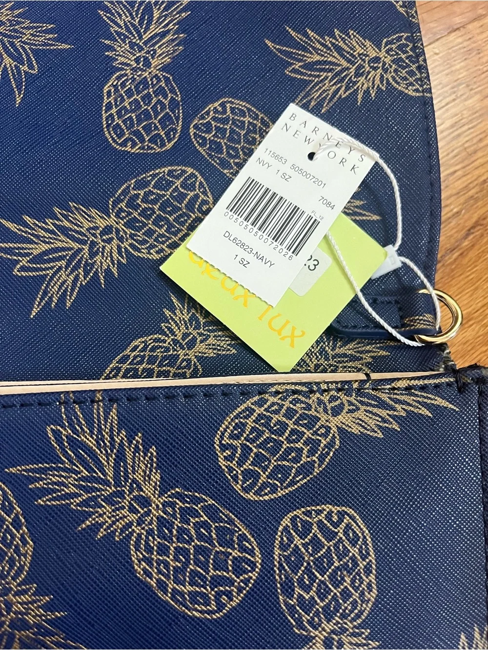 Deux Lux Navy with Gold Foil Pineapple Clutch